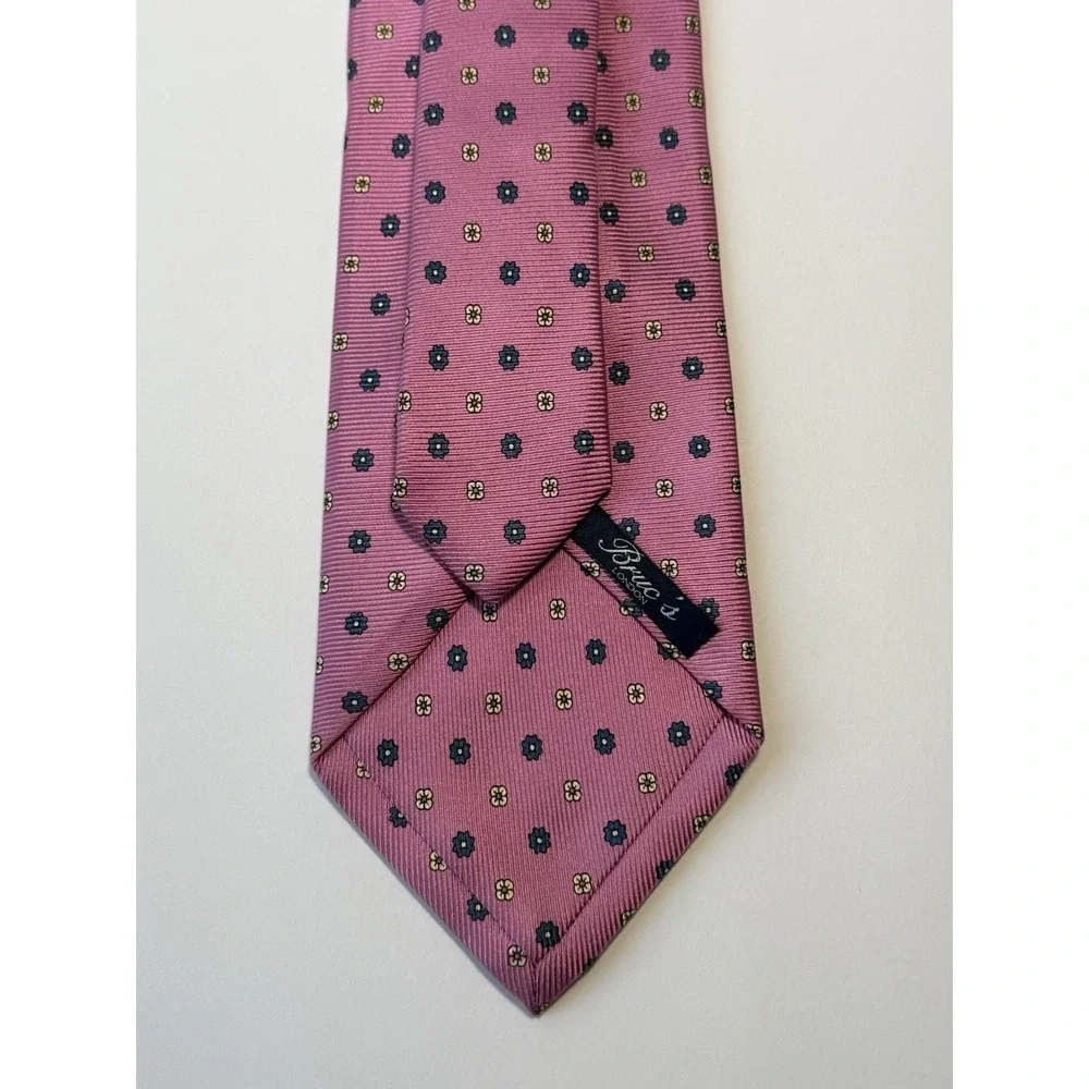 Bruc's London 100% Silk Tie - Made in Italy - Pink Floral - Designer - EUC